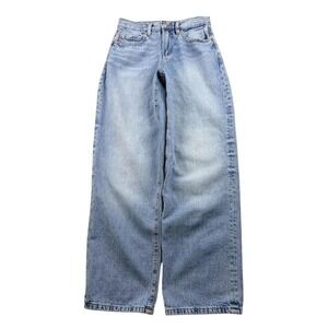 Garage Denim low rise baggy jeans light wash wide leg Y2K Size 24